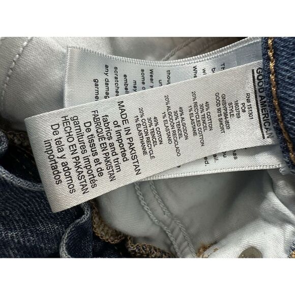 Good American Jean Cutoff Shorts Women Size 2/26 Blue High Waist Distressed - Picture 4 of 6